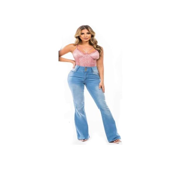WAIST 29 IN SIZE 9 CTP FLARED JEANS STRETCH DENIM LIGHT BLUE, PUSH UP - Picture 5 of 11